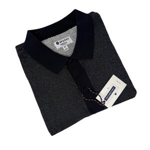 Sperry Men's Textured Knit Short Sleeve Button-Down Shirt Navy Blue NWT Medium